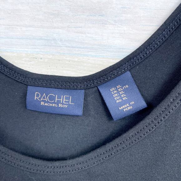 Rachel Roy Sleeveless Thong Bodysuit Black Round Neck Stretch Casual Womens XL - Picture 6 of 7